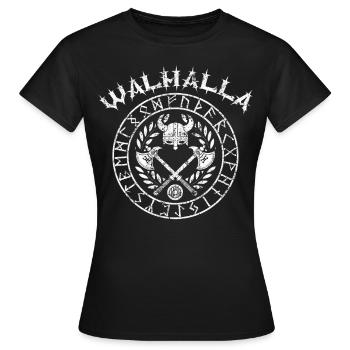 Viking Walhalla dans le cercle runique - T-shirt Femme - noir - Devant - AI Model Female 172 dark (172cm)