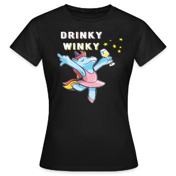 Licorne Drinky Winky, vin bière sekt Party Shirt - T-shirt Femme - noir - Devant - AI Model Female 172 dark (172cm)