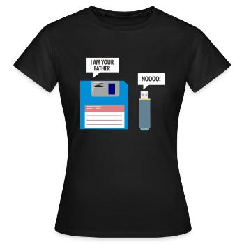 Disquette et USB - T-shirt Femme - noir - Devant - AI Model Female 172 dark (172cm)