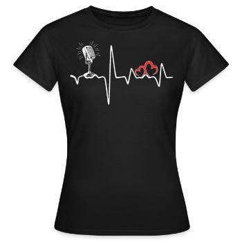 Mikrophon Herzschlag Musiker Sänger Sänger T-Shirt - Frauen T-Shirt - Schwarz - Vorne - AI Model Female 172 dark (172cm)