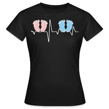 Heartbeat EKG twin mother twin père tea - T-shirt Femme - noir - Devant - AI Model Female 172 dark (172cm)