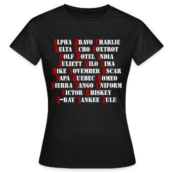 NATO Aviation Aviation Alphabet - T-shirt Femme - noir - Devant - AI Model Female 172 dark (172cm)