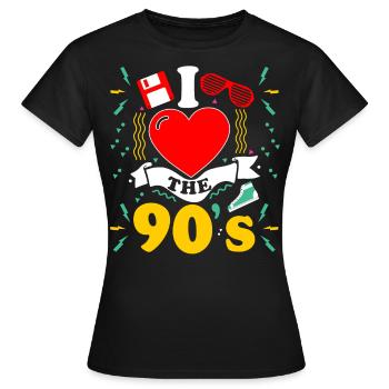 Retro I Love 90s Outfit Herzparty Geschenke - Frauen T-Shirt - Schwarz - Vorne - AI Model Female 172 dark (172cm)