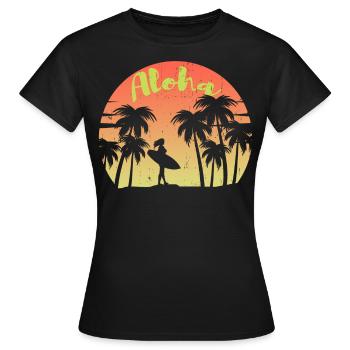 Surf Aloha - T-shirt Femme - noir - Devant - AI Model Female 172 dark (172cm)