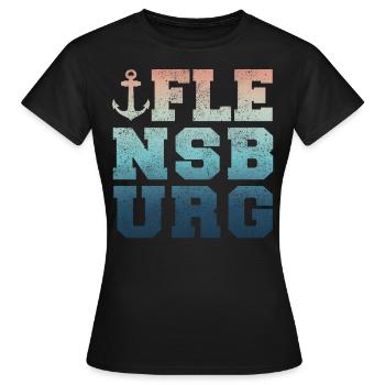 Flensburger Förde Flensburger Souvenir Geschenk - Frauen T-Shirt - Schwarz - Vorne - AI Model Female 172 dark (172cm)