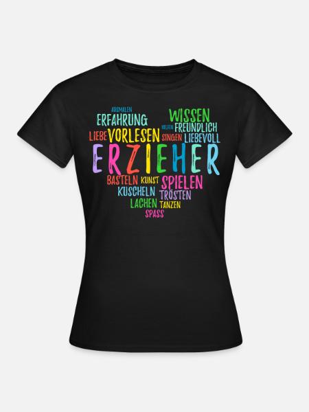 Kindergärtner Erzieher Herz Geschenk - Frauen T-Shirt - Schwarz