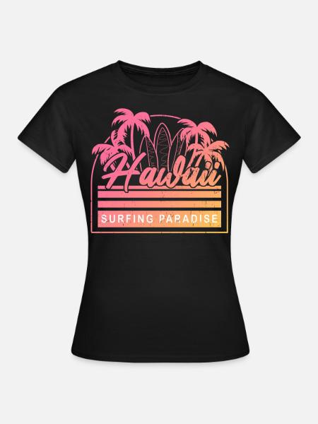 Hawaii Surfing Paradise - Frauen T-Shirt - Schwarz