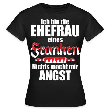 Ehefrau eines Franken | Lustiger Spruch - Frauen T-Shirt - Schwarz - Vorne - AI Model Female 172 dark (172cm)