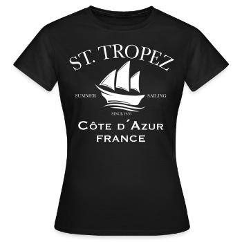 Saint Tropez France Summer Sailing - T-shirt Femme - noir - Devant - AI Model Female 172 dark (172cm)