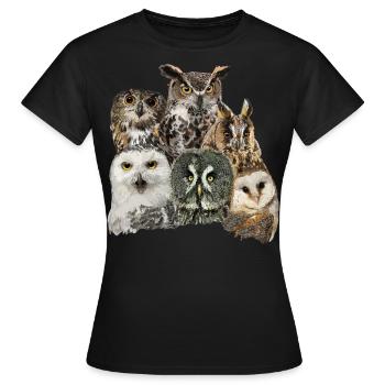 Owls - Women's T-Shirt - black - Front - AI Model Female 172 dark (172cm)