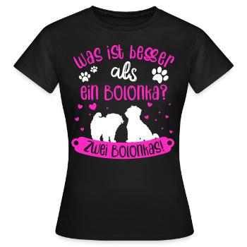 Zwei Bolonka Zwetna Geschenk Frauchen - Frauen T-Shirt - Schwarz - Vorne - AI Model Female 172 dark (172cm)