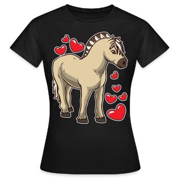 Fjord hest gave - Dame-T-shirt - sort - Foran - AI Model Female 172 dark (172cm)