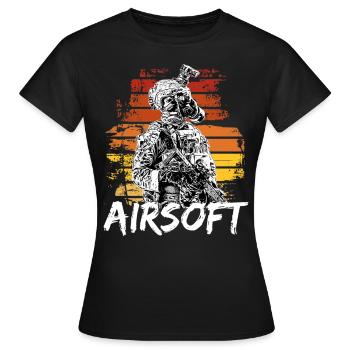 Airsoft /Softair / Softgun / AEG Airsoft Milsim - Frauen T-Shirt - Schwarz - Vorne - AI Model Female 172 dark (172cm)