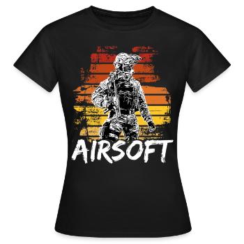 Airsoft /Softair / Softgun / AEG Airsoft Milsim - Frauen T-Shirt - Schwarz - Vorne - AI Model Female 172 dark (172cm)