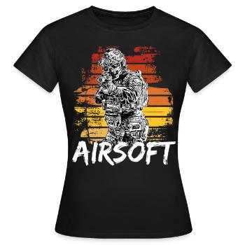Airsoft /Softair / Softgun / AEG Airsoft Milsim - Frauen T-Shirt - Schwarz - Vorne - AI Model Female 172 dark (172cm)