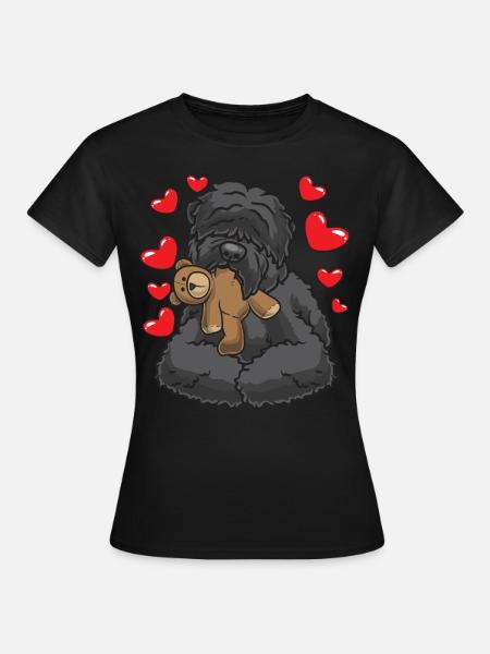 Russischer Schwarzer Terrier mit Kuscheltier - Frauen T-Shirt - Schwarz