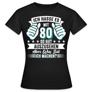 80. Geburtstag - Frauen T-Shirt - Schwarz - Vorne - AI Model Female 172 dark (172cm)