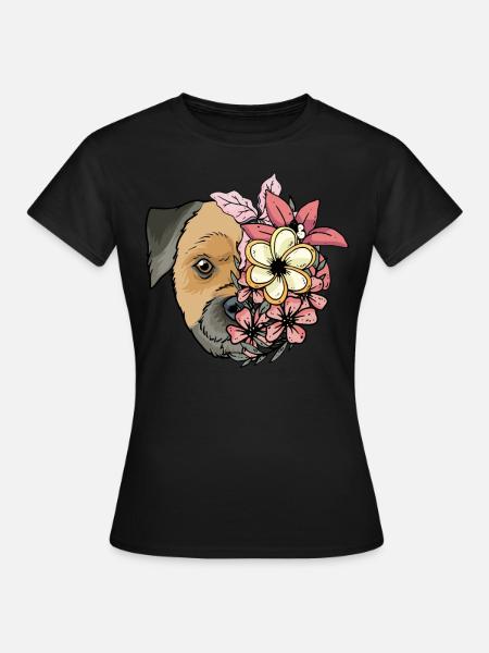 Border Terrier with flowers - Women's T-Shirt - black