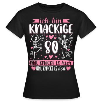 80 Geburtstag - Frauen T-Shirt - Schwarz - Vorne - AI Model Female 172 dark (172cm)
