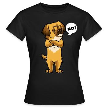 Stubborn Tibetan Spaniel Dog Tibetan Spaniel - Women's T-Shirt - black - Front - AI Model Female 172 dark (172cm)