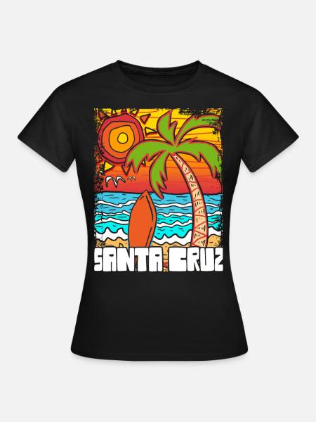 Vintage 70er 80er Retro Surfing Santa Cruz - Frauen T-Shirt - Schwarz