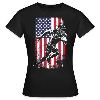Football Running Wide Receiver USA Flag - Frauen T-Shirt - Schwarz - Vorne - AI Model Female 172 dark (172cm)