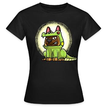 Malinois Hund In Alligator Kostüm - Frauen T-Shirt - Schwarz - Vorne - AI Model Female 172 dark (172cm)