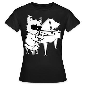 Pianiste Pianiste Pianiste Pianiste Chien avec Piano Enfants - T-shirt Femme - noir - Devant - AI Model Female 172 dark (172cm)