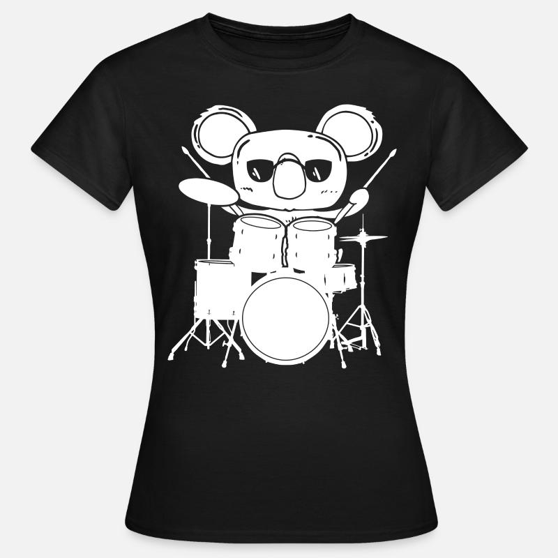 Batterista Koala con batteria bambini - Maglietta da donna - nero