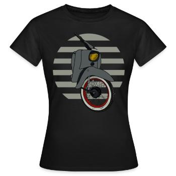 Schwalbe KR51 / Schwalbenfahrer / Ostalgie / Mofa - T-shirt Femme - noir - Devant - AI Model Female 172 dark (172cm)