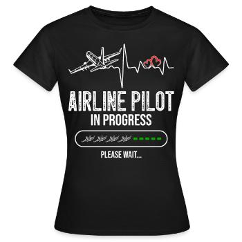 Pilote de ligne en cours Heartbeat Future Pilot - T-shirt Femme - noir - Devant - AI Model Female 172 dark (172cm)