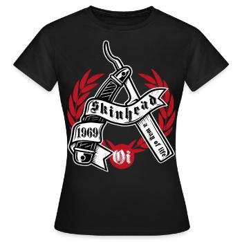 Oi Skinhead Chemise Punk Rock Skinhead Girl - T-shirt Femme - noir - Devant - AI Model Female 172 dark (172cm)