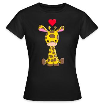 Girafe de dessin animé avec coeur Girafe de dessin animé - T-shirt Femme - noir - Devant - AI Model Female 172 dark (172cm)