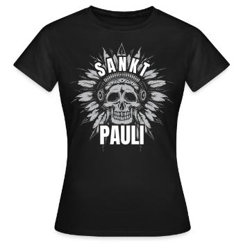 St Pauli. Éventail St pauli Éventail Paulianer Hamburger - T-shirt Femme - noir - Devant - AI Model Female 172 dark (172cm)