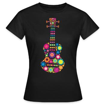 Ukulele Musikinstrument Blumen - Frauen T-Shirt - Schwarz - Vorne - AI Model Female 172 dark (172cm)