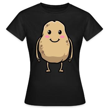 Kawaii Kartoffel Emoticon Emotion - Frauen T-Shirt - Schwarz - Vorne - AI Model Female 172 dark (172cm)