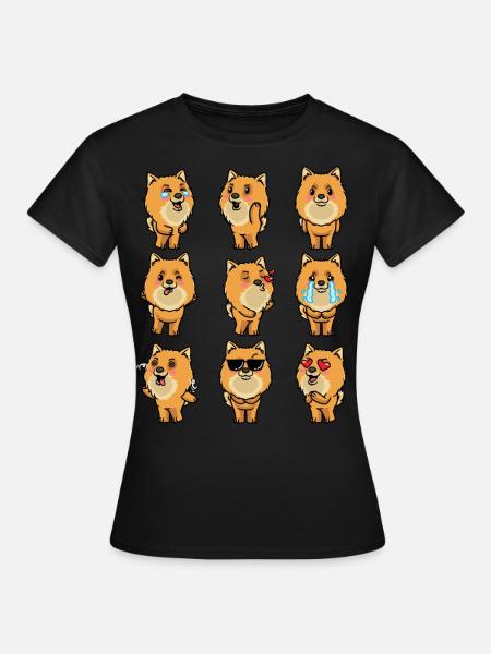 Zwergspitz Chien Émoticône de Poméranie - T-shirt Femme - noir