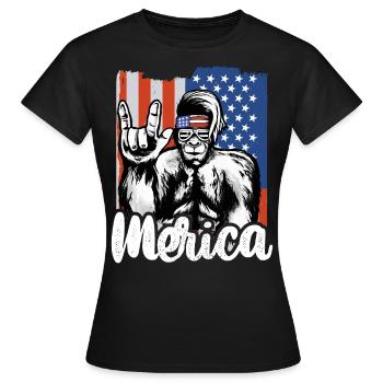 Bigfoot Independence Day Amérique États-Unis - T-shirt Femme - noir - Devant - AI Model Female 172 dark (172cm)