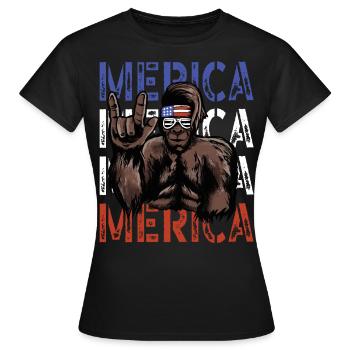 Bigfoot Independence Day America USA - Women's T-Shirt - black - Front - AI Model Female 172 dark (172cm)