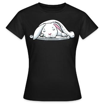 Lapin blanc Lapin endormi Fatigué - T-shirt Femme - noir - Devant - AI Model Female 172 dark (172cm)