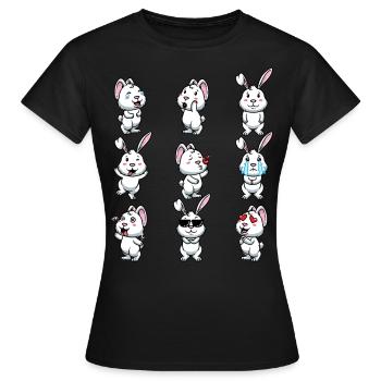 Lapin Blanc Emoticons Lapin - T-shirt Femme - noir - Devant - AI Model Female 172 dark (172cm)