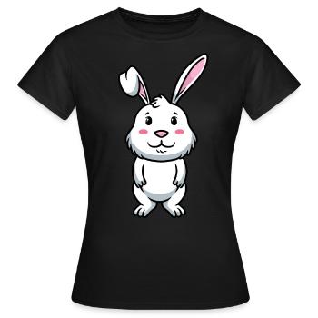 Lapin Blanc Emoticons Lapin - T-shirt Femme - noir - Devant - AI Model Female 172 dark (172cm)
