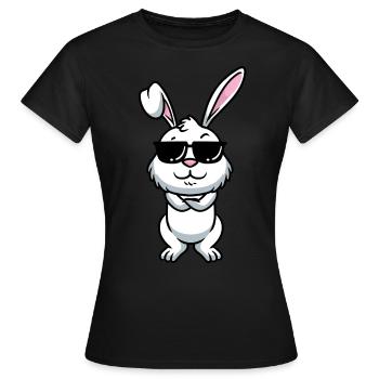 Lapin Blanc Emoticons Lapin - T-shirt Femme - noir - Devant - AI Model Female 172 dark (172cm)