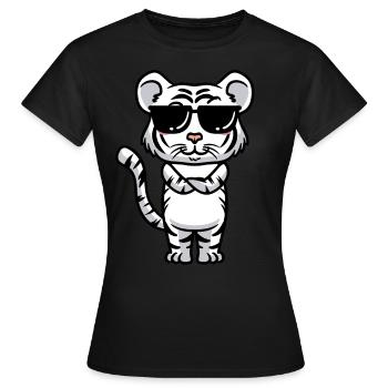 Weißer Tiger Emoticon Bengalischer Tiger - Frauen T-Shirt - Schwarz - Vorne - AI Model Female 172 dark (172cm)