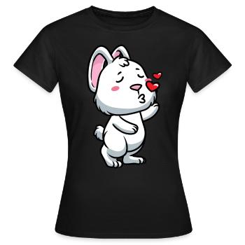 Lapin Blanc Emoticons Lapin - T-shirt Femme - noir - Devant - AI Model Female 172 dark (172cm)