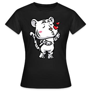 Weißer Tiger Emoticon Bengalischer Tiger - Frauen T-Shirt - Schwarz - Vorne - AI Model Female 172 dark (172cm)