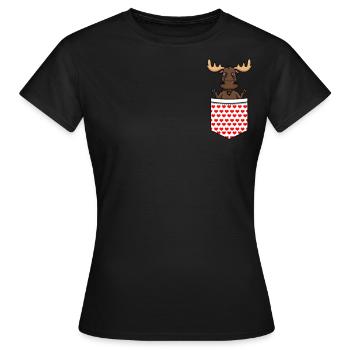 Elch Alaska-Elche Lustig Brusttasche - Frauen T-Shirt - Schwarz - Vorne - AI Model Female 172 dark (172cm)