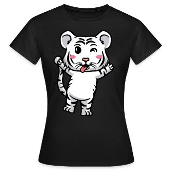 Weißer Tiger Emoticon Bengalischer Tiger - Frauen T-Shirt - Schwarz - Vorne - AI Model Female 172 dark (172cm)