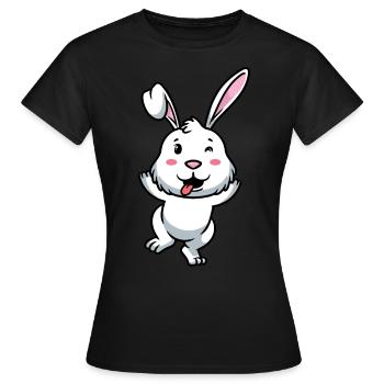 Lapin Blanc Emoticon Lapin - T-shirt Femme - noir - Devant - AI Model Female 172 dark (172cm)