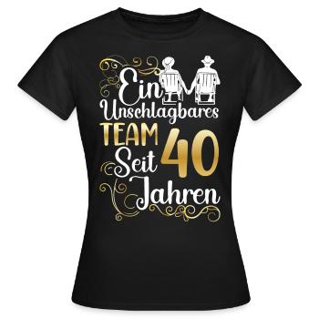 Rubinhochzeit 40 Jahre Verheiratet Hochzeitstag - Frauen T-Shirt - Schwarz - Vorne - AI Model Female 172 dark (172cm)